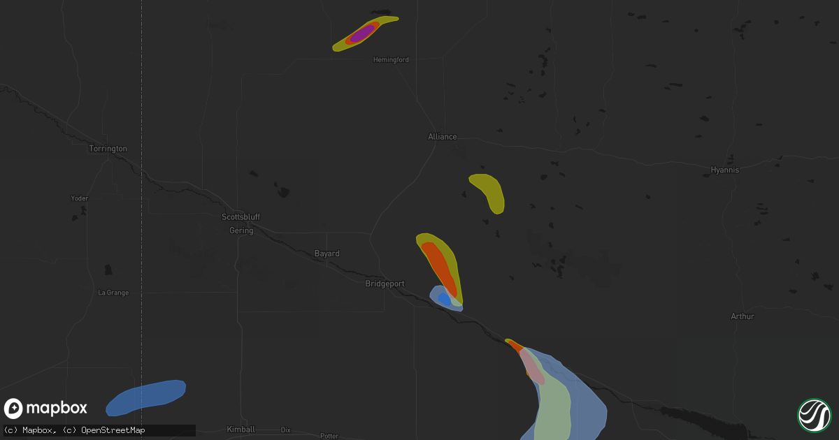 Hail map in Angora, NE on July 28, 2026