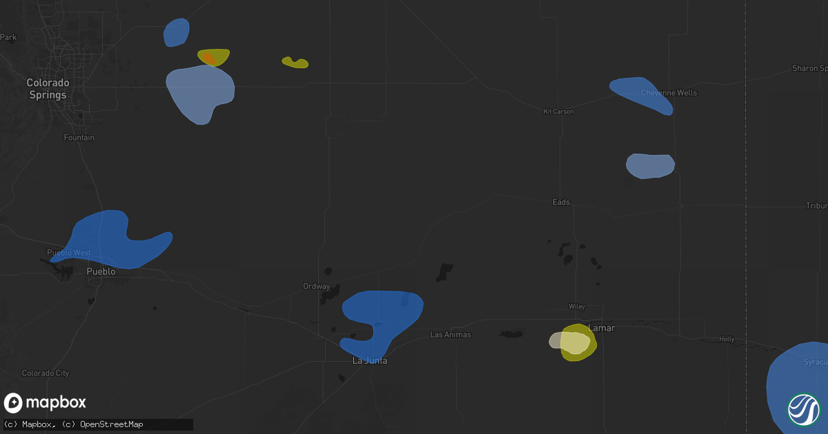 Hail map in Arlington, CO on July 28, 2026