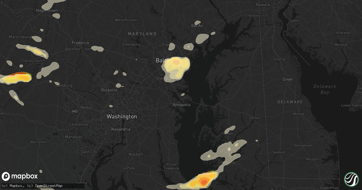 Hail map in Arnold, MD on July 28, 2026