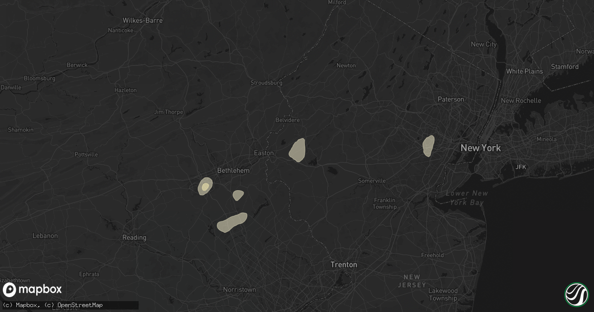 Hail map in Asbury, NJ on July 28, 2026