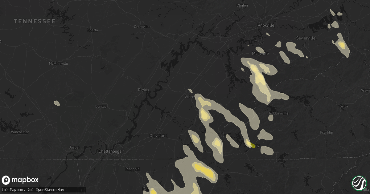 Hail map in Athens, TN on July 28, 2026