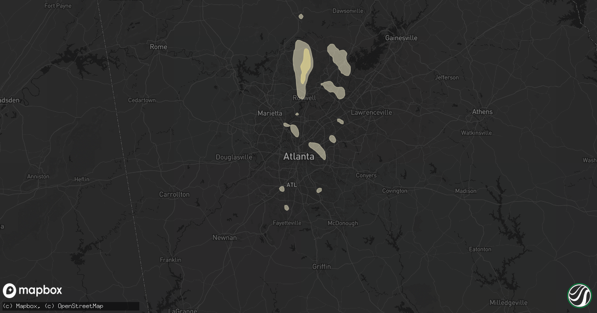 Hail map in Atlanta, GA on July 28, 2026