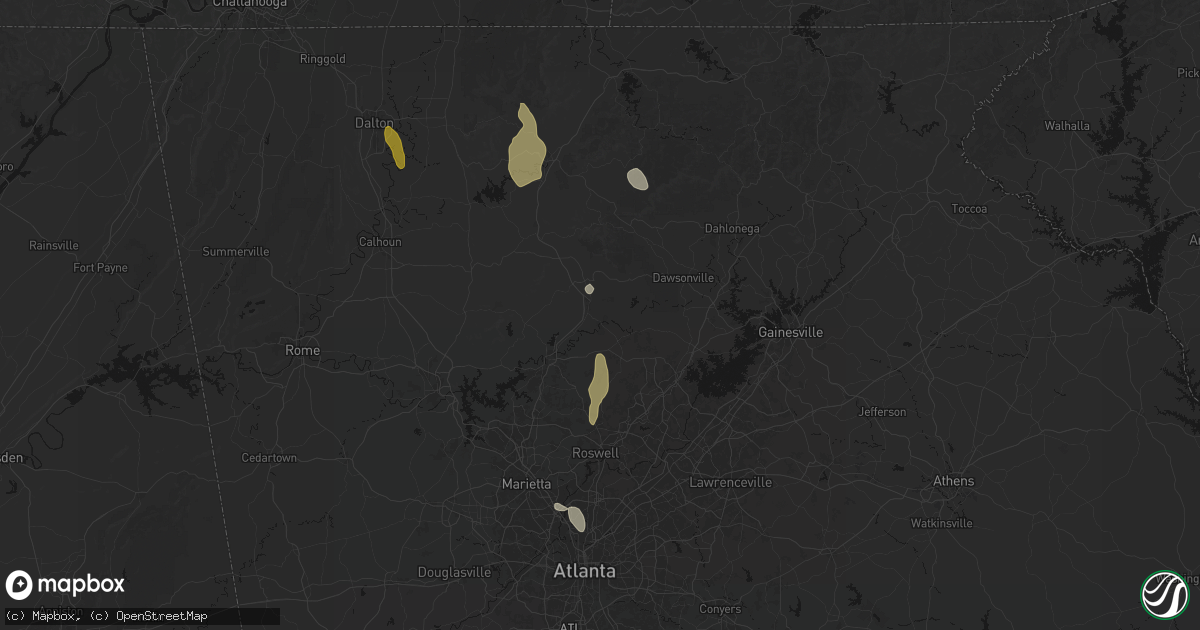 Hail map in Ball Ground, GA on July 28, 2026