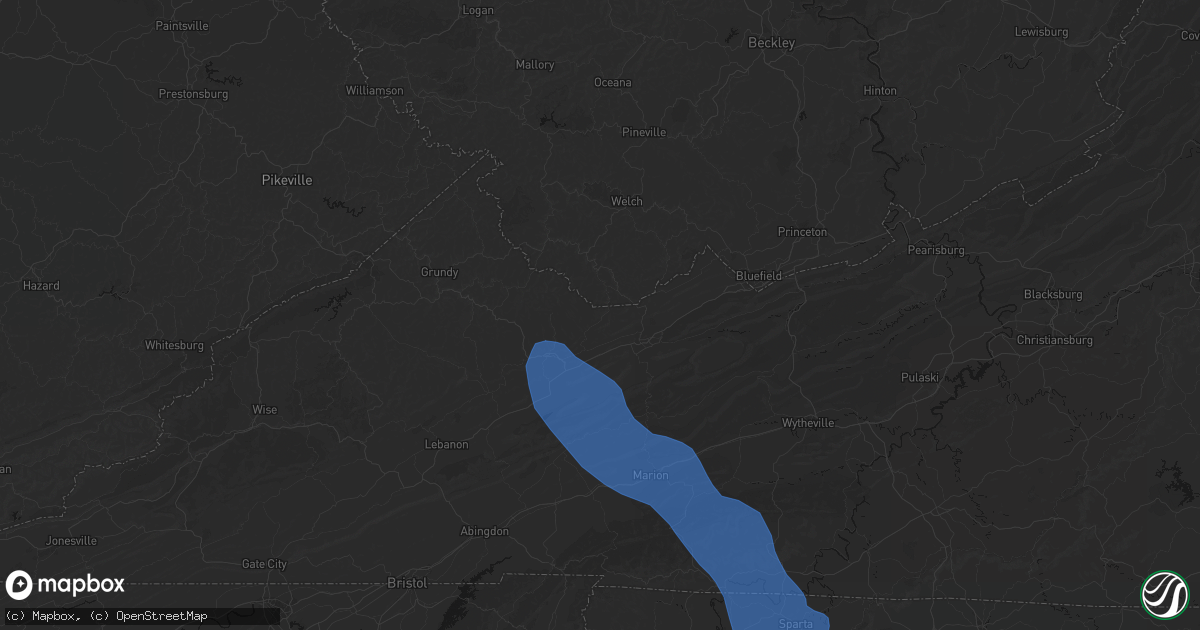 Hail map in Bandy, VA on July 28, 2026