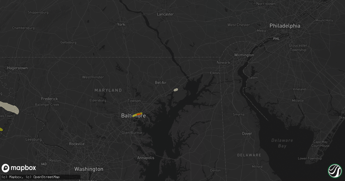 Hail map in Belcamp, MD on July 28, 2026