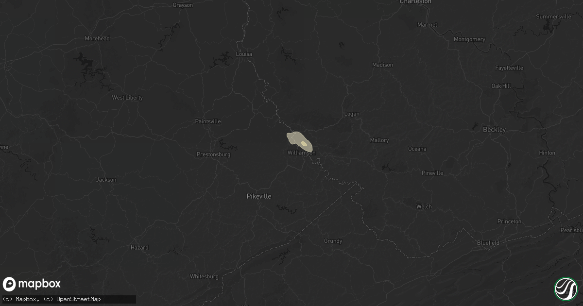 Hail map in Belfry, KY on July 28, 2026