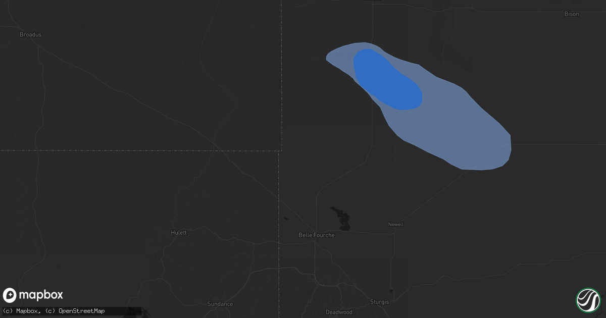Hail map in Belle Fourche, SD on July 28, 2026