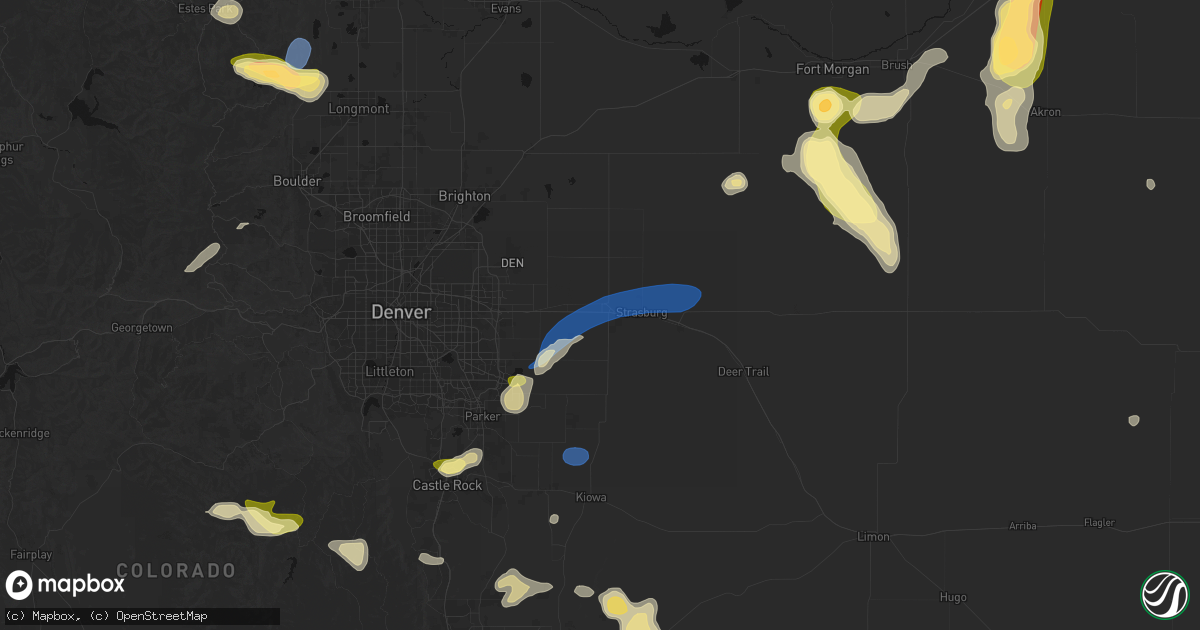 Hail map in Bennett, CO on July 28, 2026