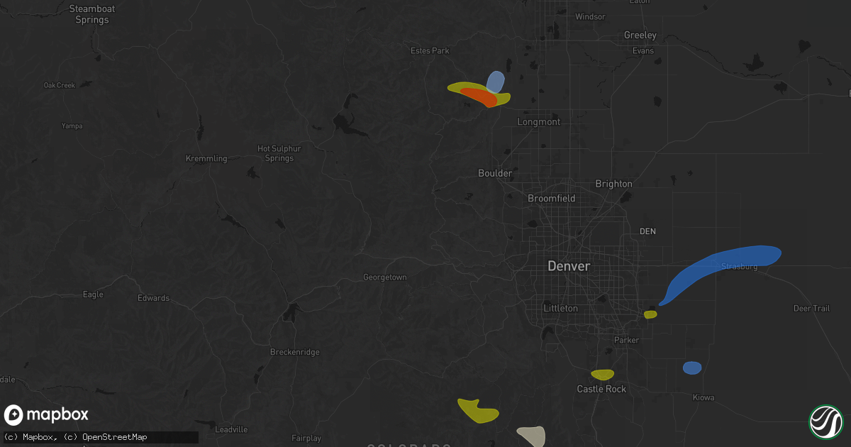 Hail map in Black Hawk, CO on July 28, 2026