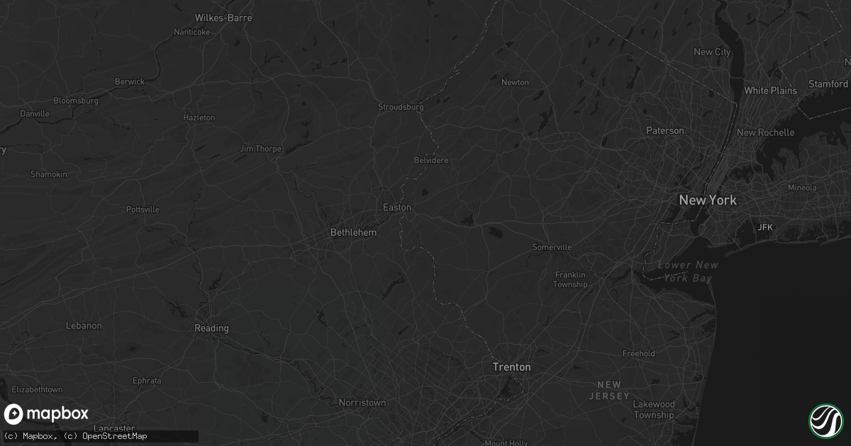 Hail map in Bloomsbury, NJ on July 28, 2026