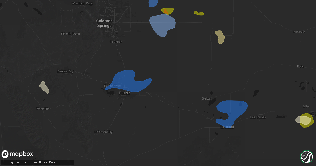 Hail map in Boone, CO on July 28, 2026