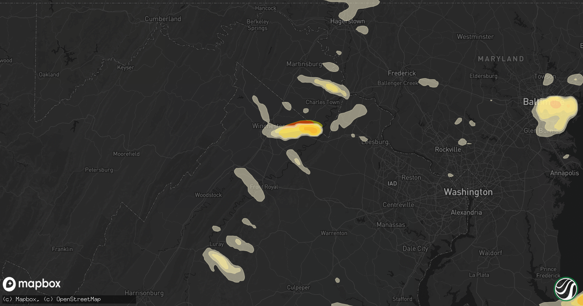 Hail map in Boyce, VA on July 28, 2026
