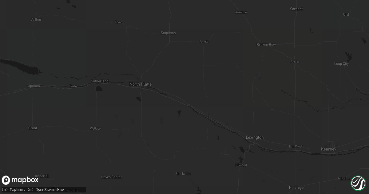 Hail map in Brady, NE on July 28, 2026