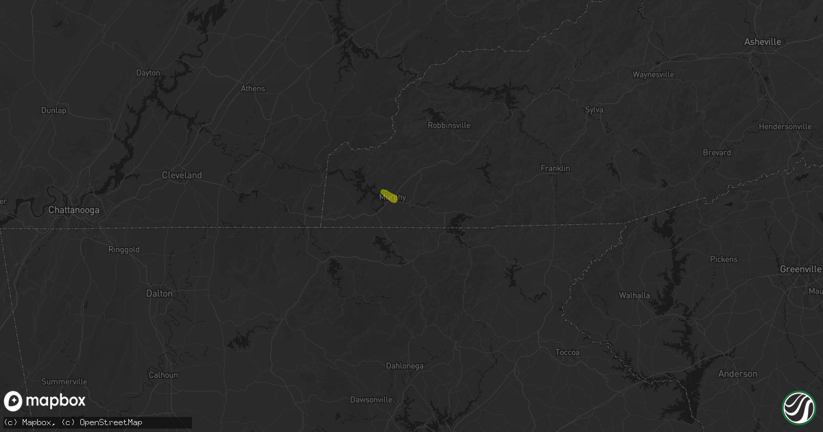Hail map in Brasstown, NC on July 28, 2026