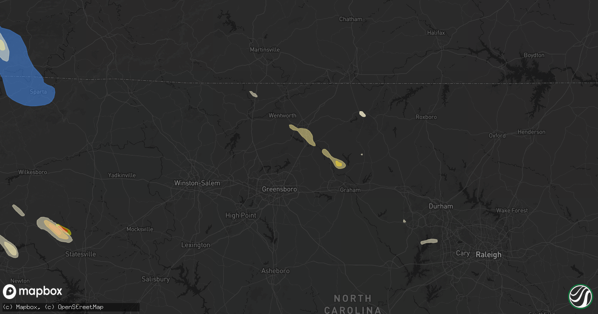 Hail map in Browns Summit, NC on July 28, 2026