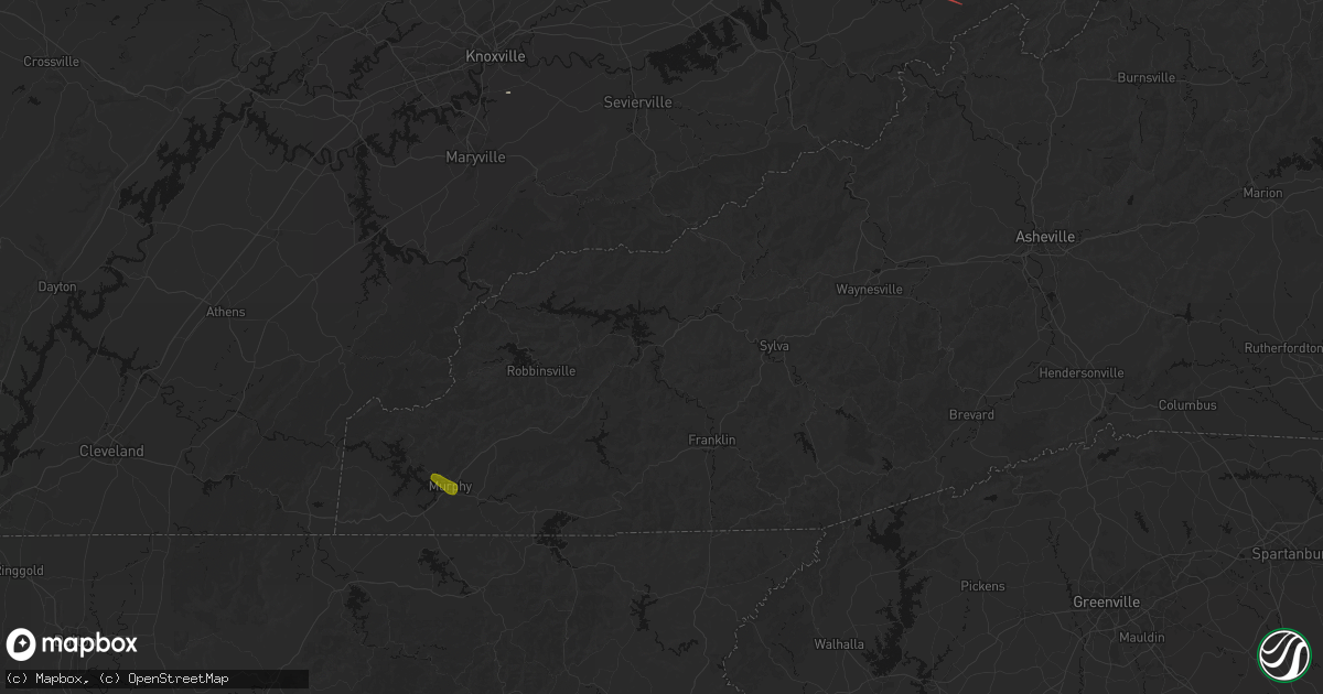 Hail map in Bryson City, NC on July 28, 2026