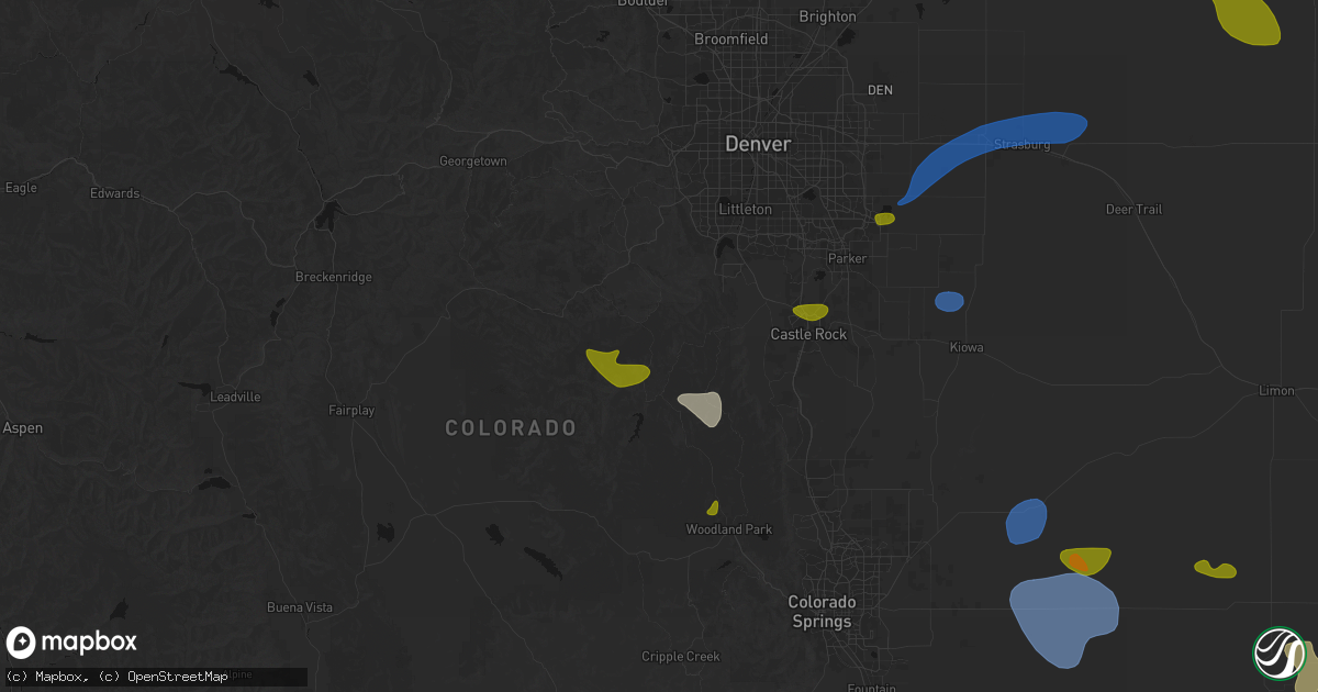Hail map in Buffalo Creek, CO on July 28, 2026