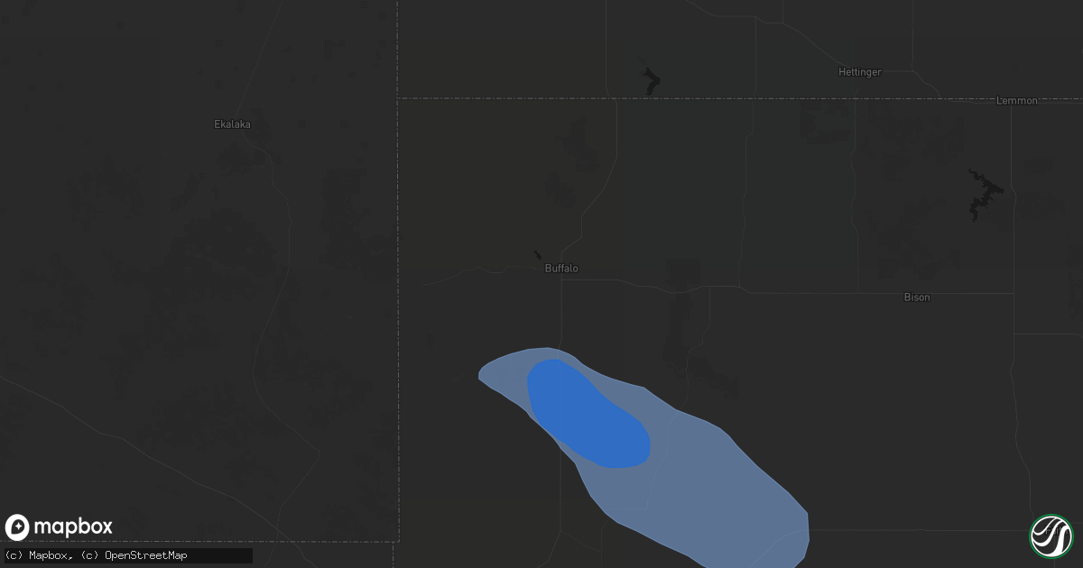 Hail map in Buffalo, SD on July 28, 2026