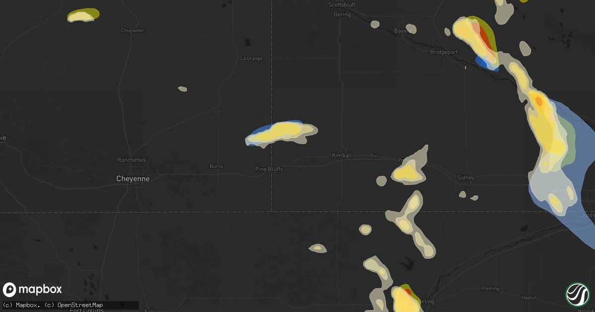 Hail map in Bushnell, NE on July 28, 2026