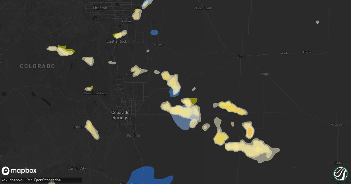 Hail map in Calhan, CO on July 28, 2026