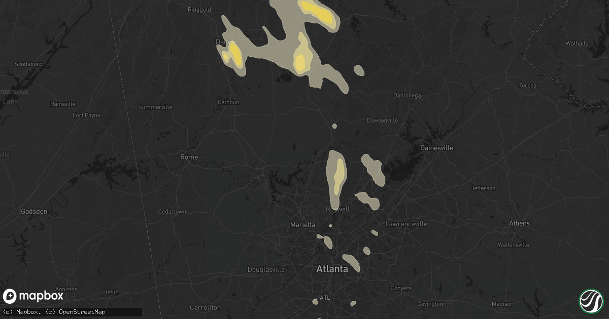 Hail map in Canton, GA on July 28, 2026