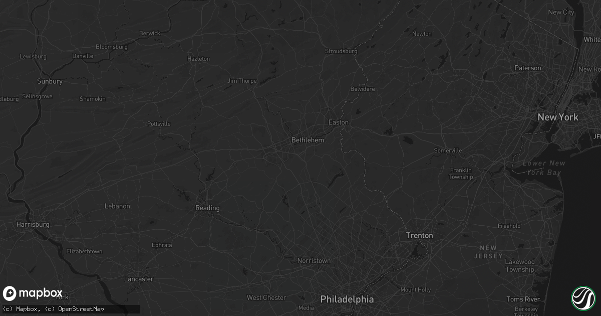 Hail map in Center Valley, PA on July 28, 2026