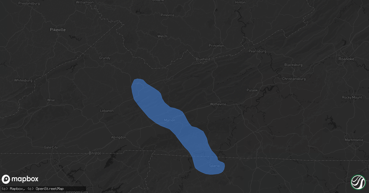 Hail map in Ceres, VA on July 28, 2026