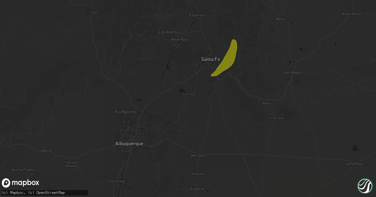 Hail map in Cerrillos, NM on July 28, 2026