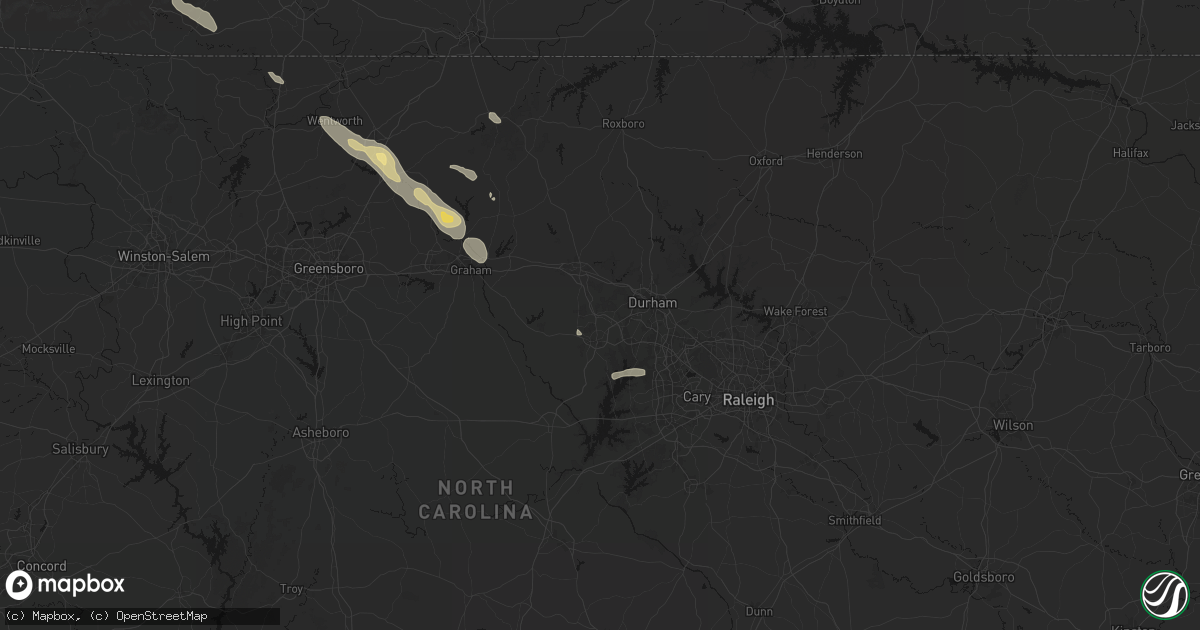 Hail map in Chapel Hill, NC on July 28, 2026