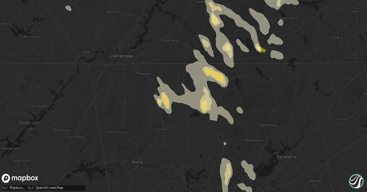 Hail map in Chatsworth, GA on July 28, 2026