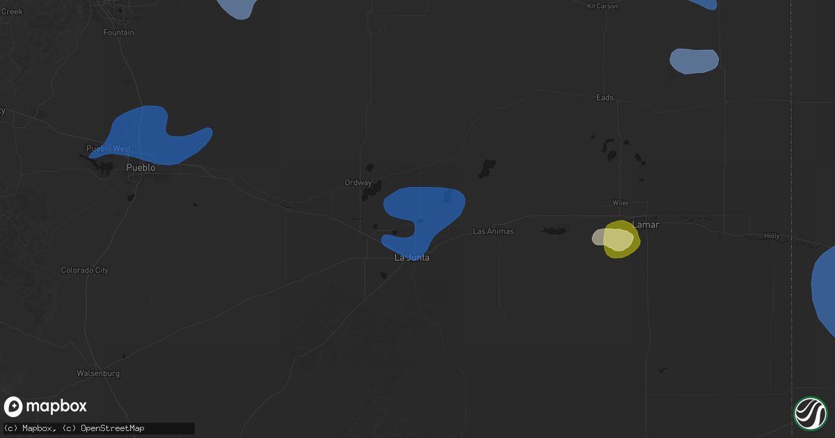 Hail map in Cheraw, CO on July 28, 2026