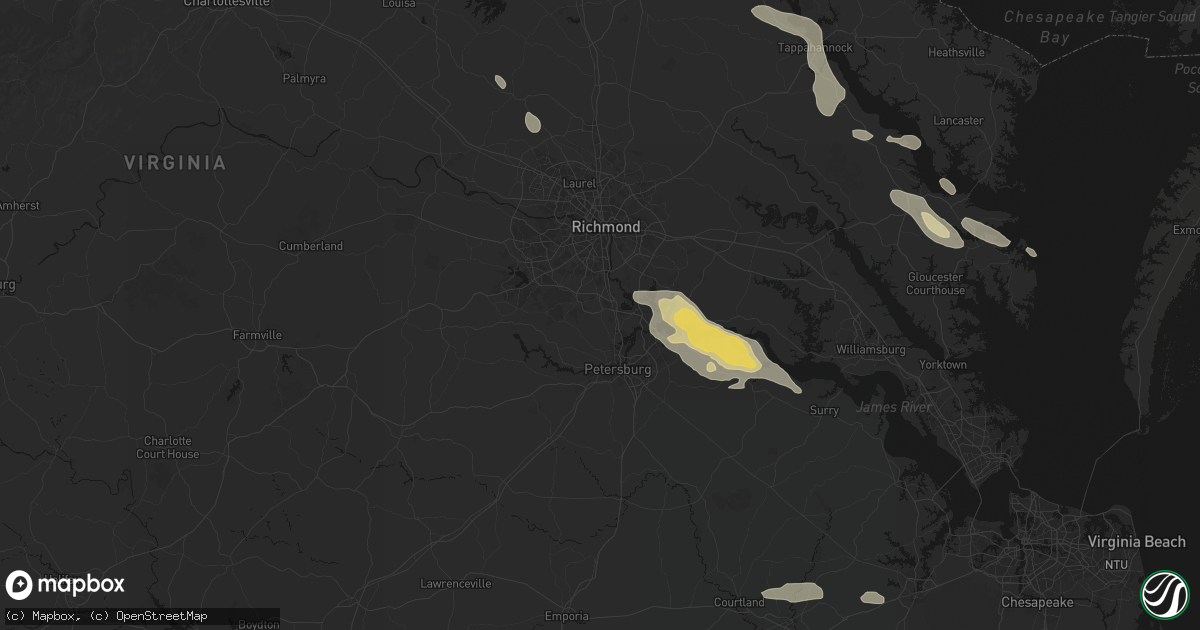 Hail map in Chester, VA on July 28, 2026