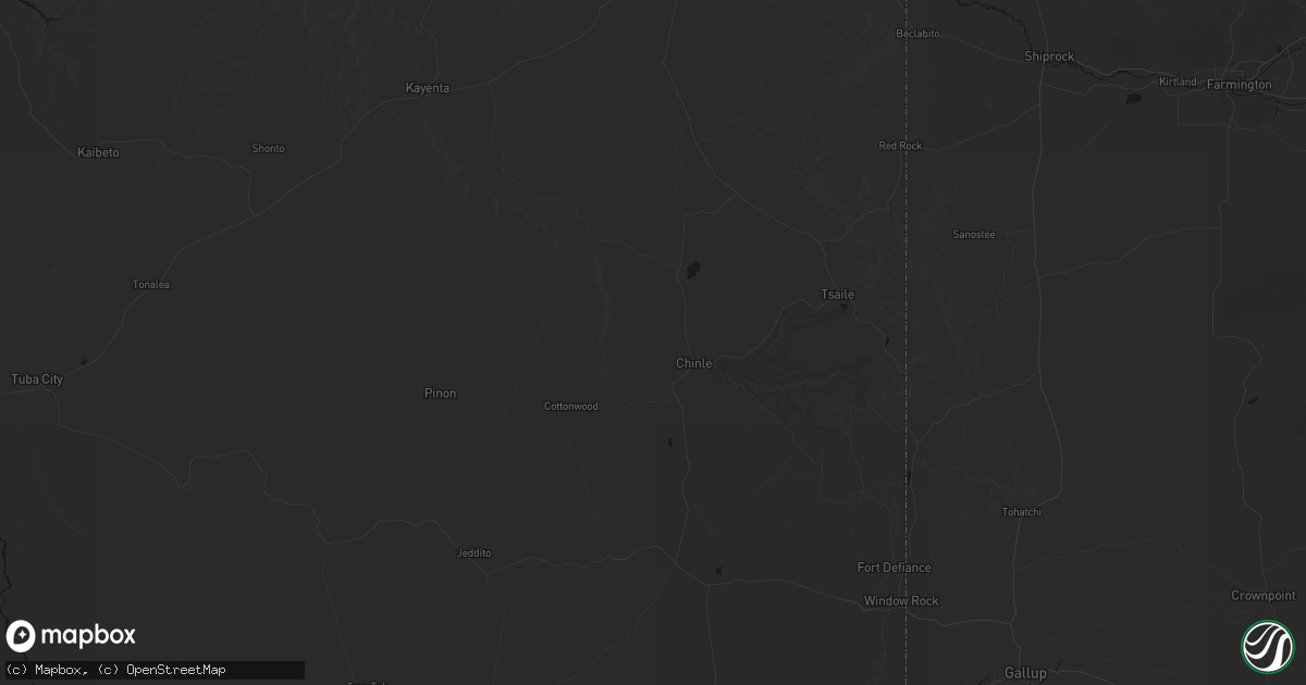 Hail map in Chinle, AZ on July 28, 2026