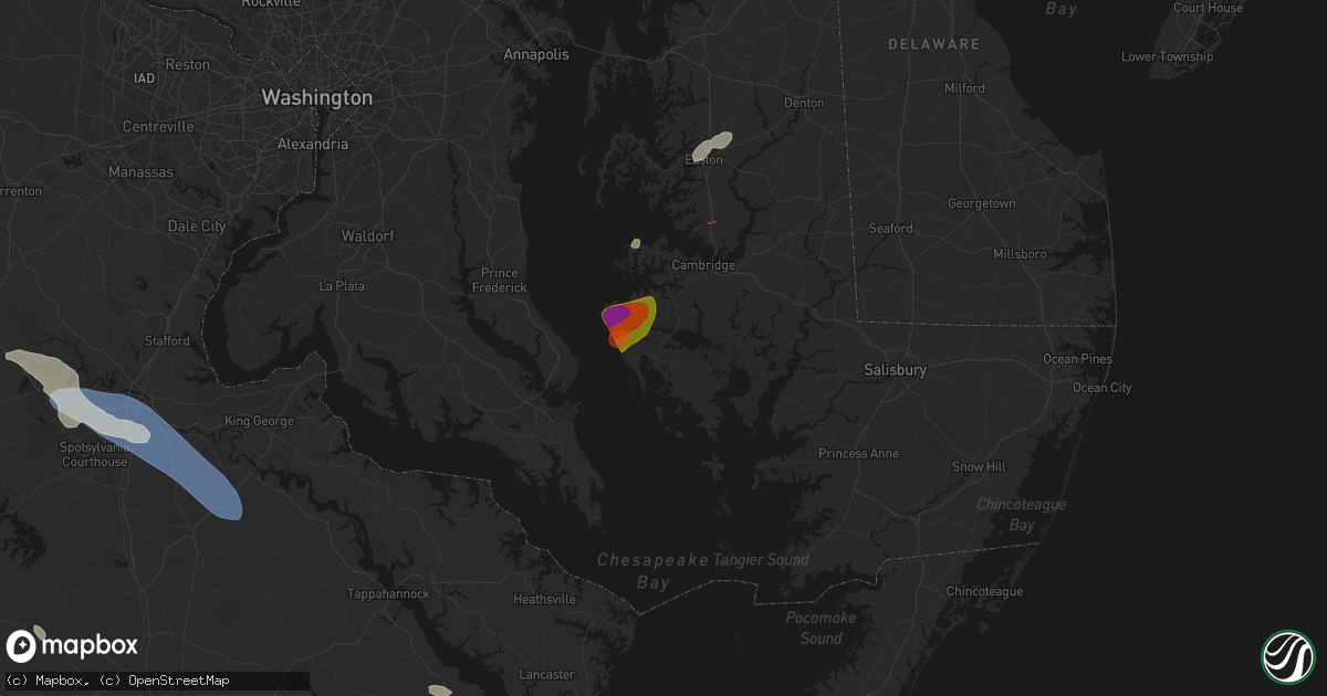 Hail map in Church Creek, MD on July 28, 2026