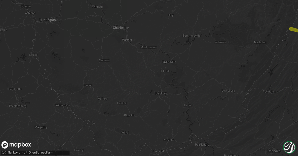 Hail map in Clear Creek, WV on July 28, 2026