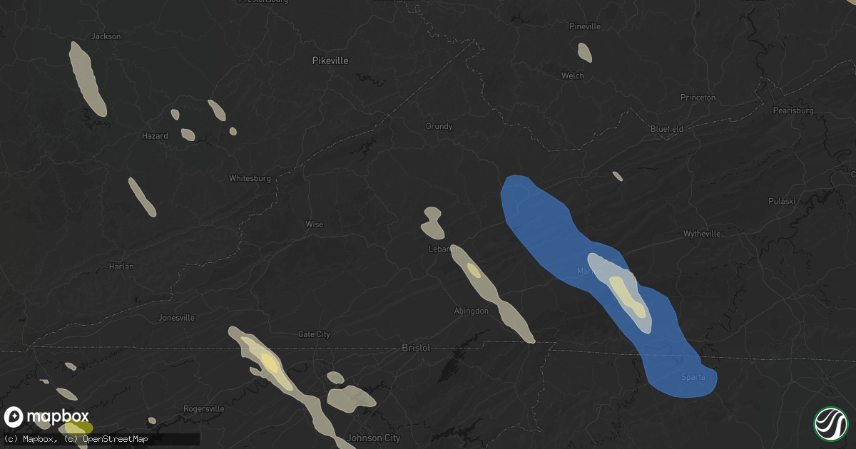 Hail map in Cleveland, VA on July 28, 2026