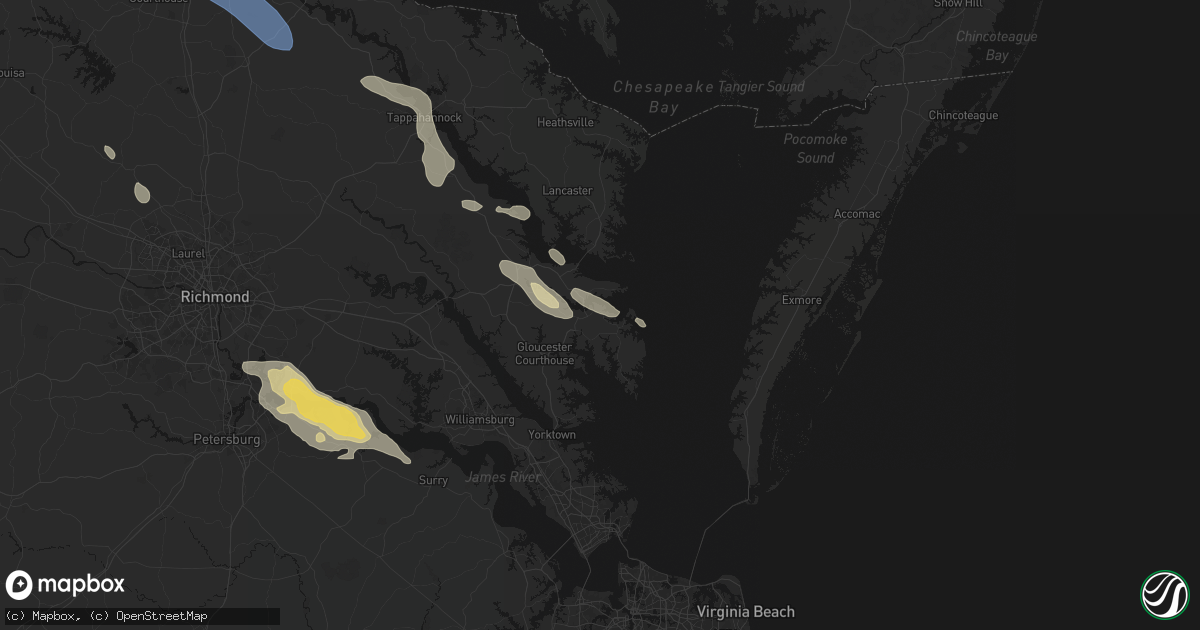 Hail map in Cobbs Creek, VA on July 28, 2026
