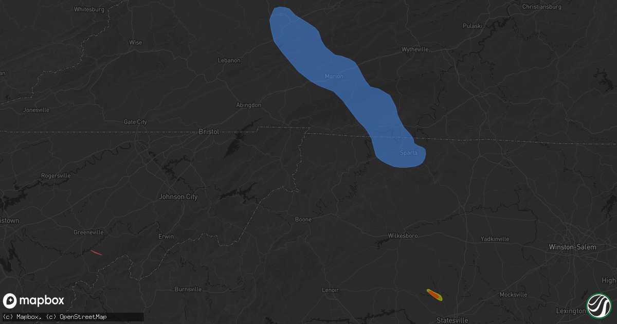 Hail map in Creston, NC on July 28, 2026
