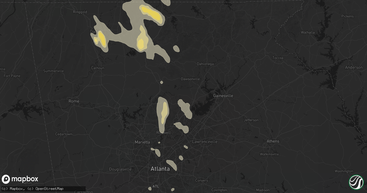 Hail map in Cumming, GA on July 28, 2026
