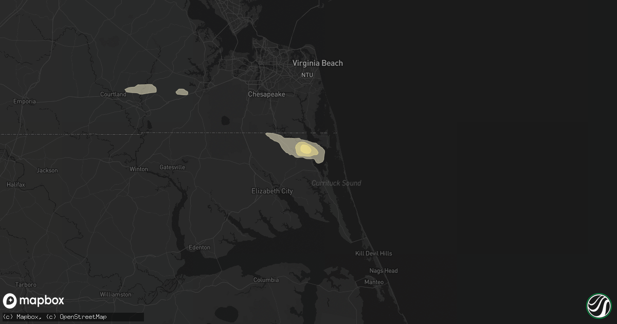 Hail map in Currituck, NC on July 28, 2026