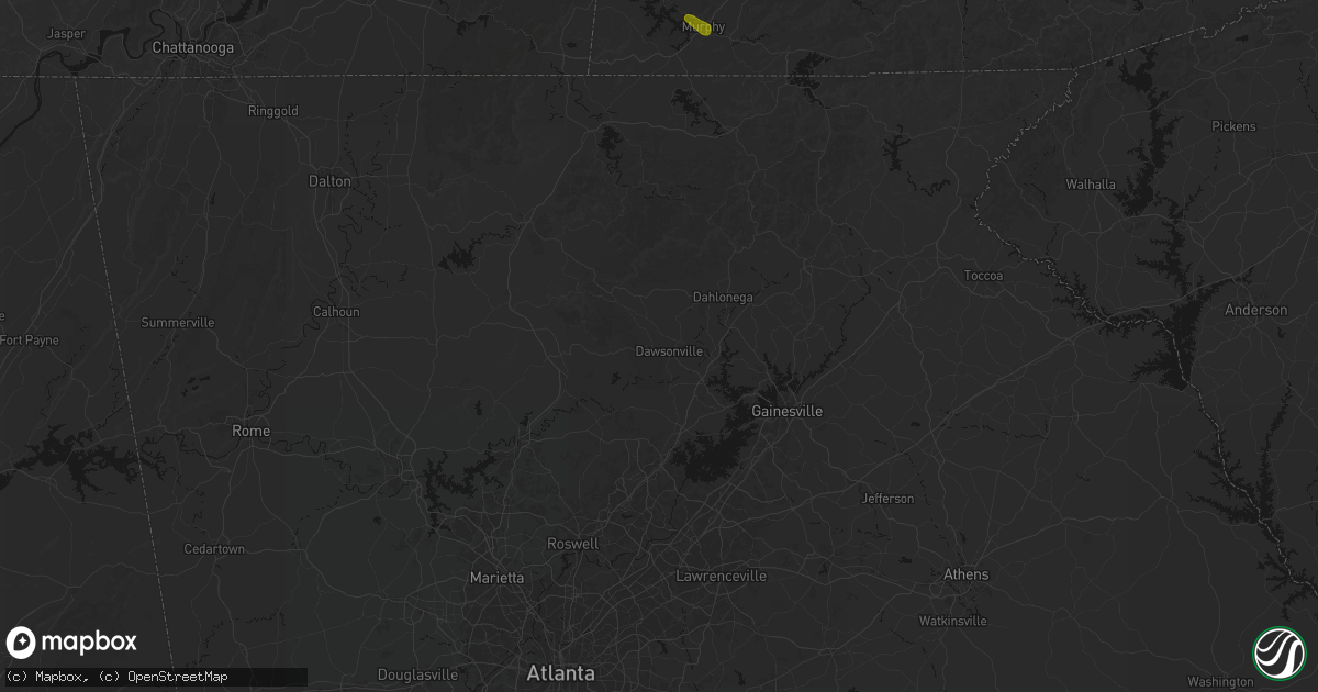 Hail map in Dawsonville, GA on July 28, 2026