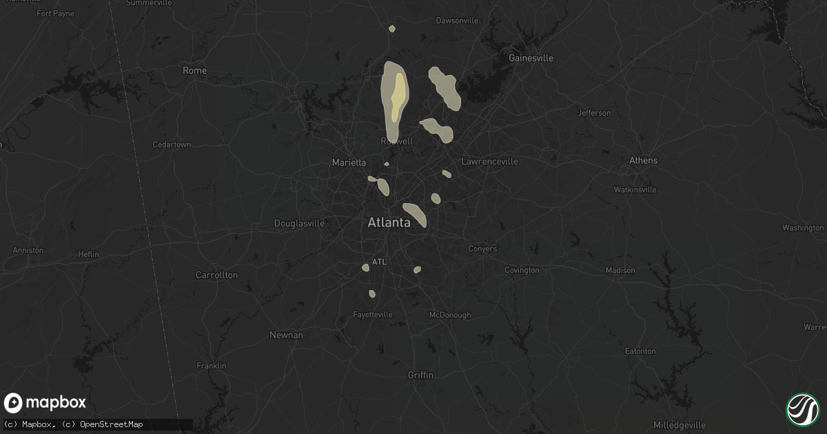 Hail map in Decatur, GA on July 28, 2026