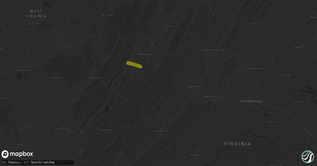 Hail map in Deerfield, VA on July 28, 2026