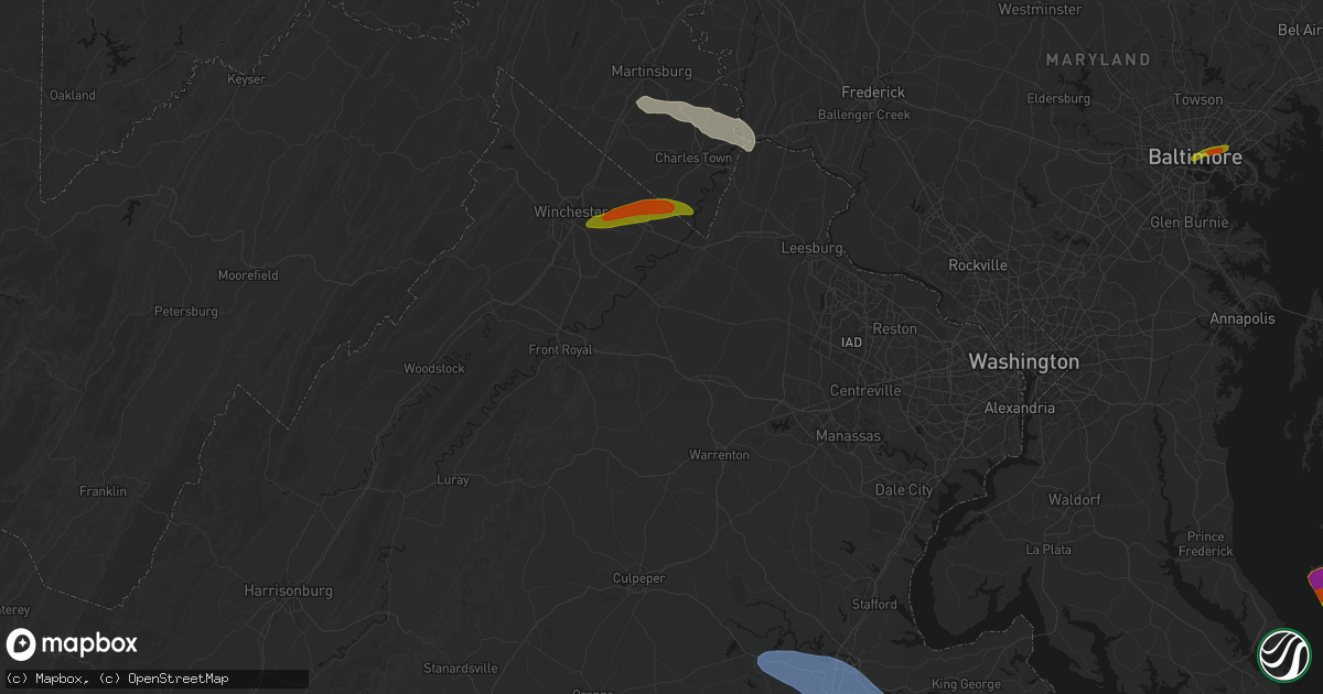 Hail map in Delaplane, VA on July 28, 2026