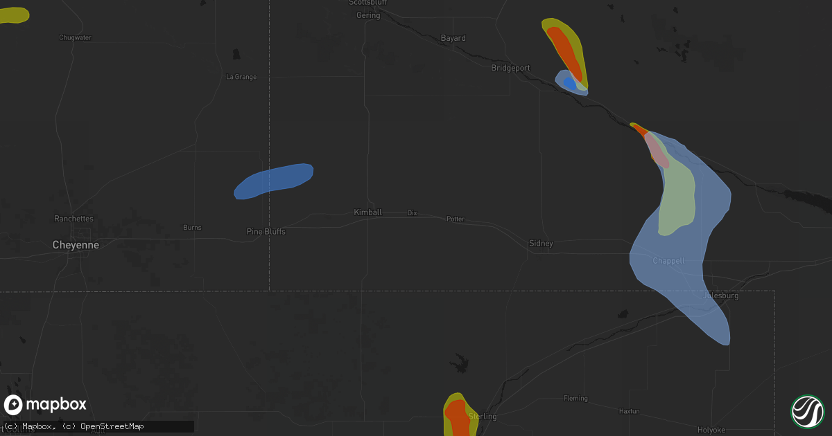 Hail map in Dix, NE on July 28, 2026