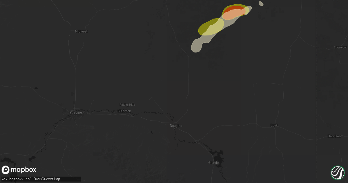 Hail map in Douglas, WY on July 28, 2026