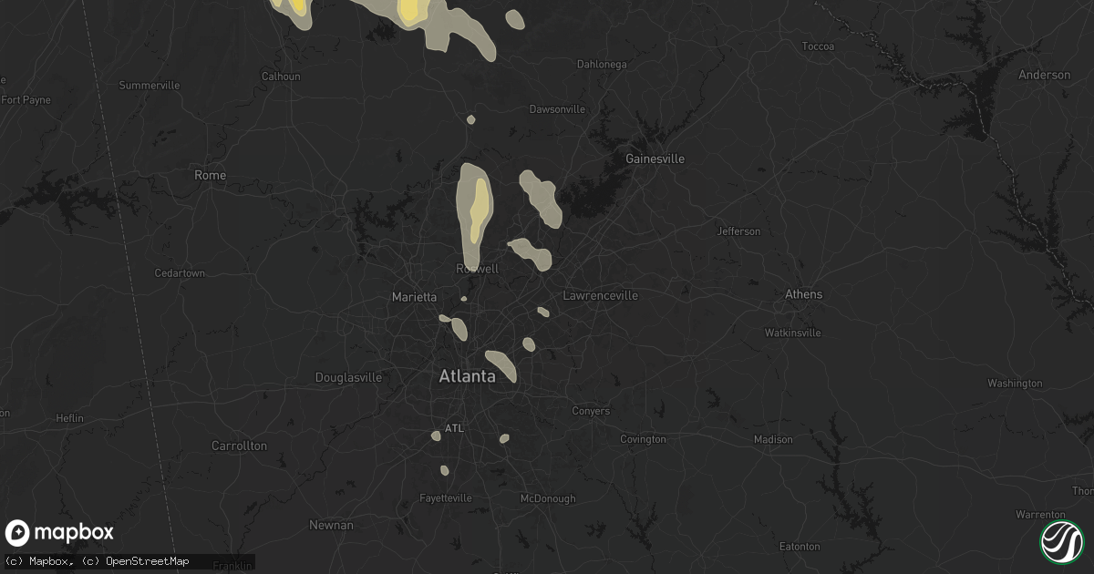 Hail map in Duluth, GA on July 28, 2026