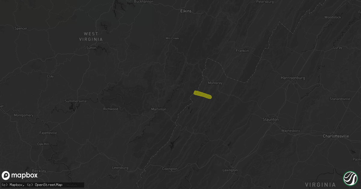 Hail map in Dunmore, WV on July 28, 2026
