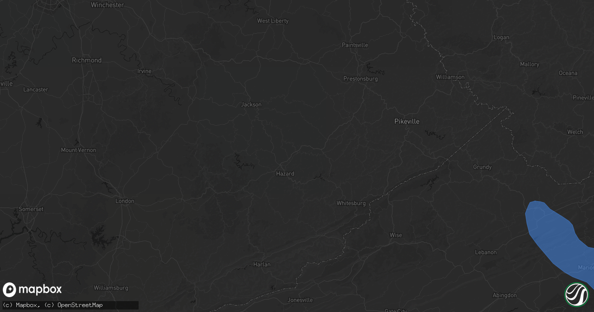 Hail map in Dwarf, KY on July 28, 2026