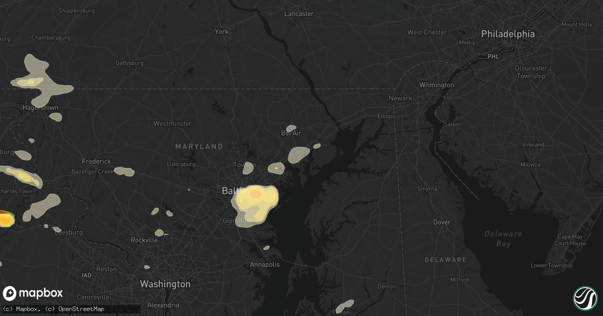 Hail map in Edgewood, MD on July 28, 2026